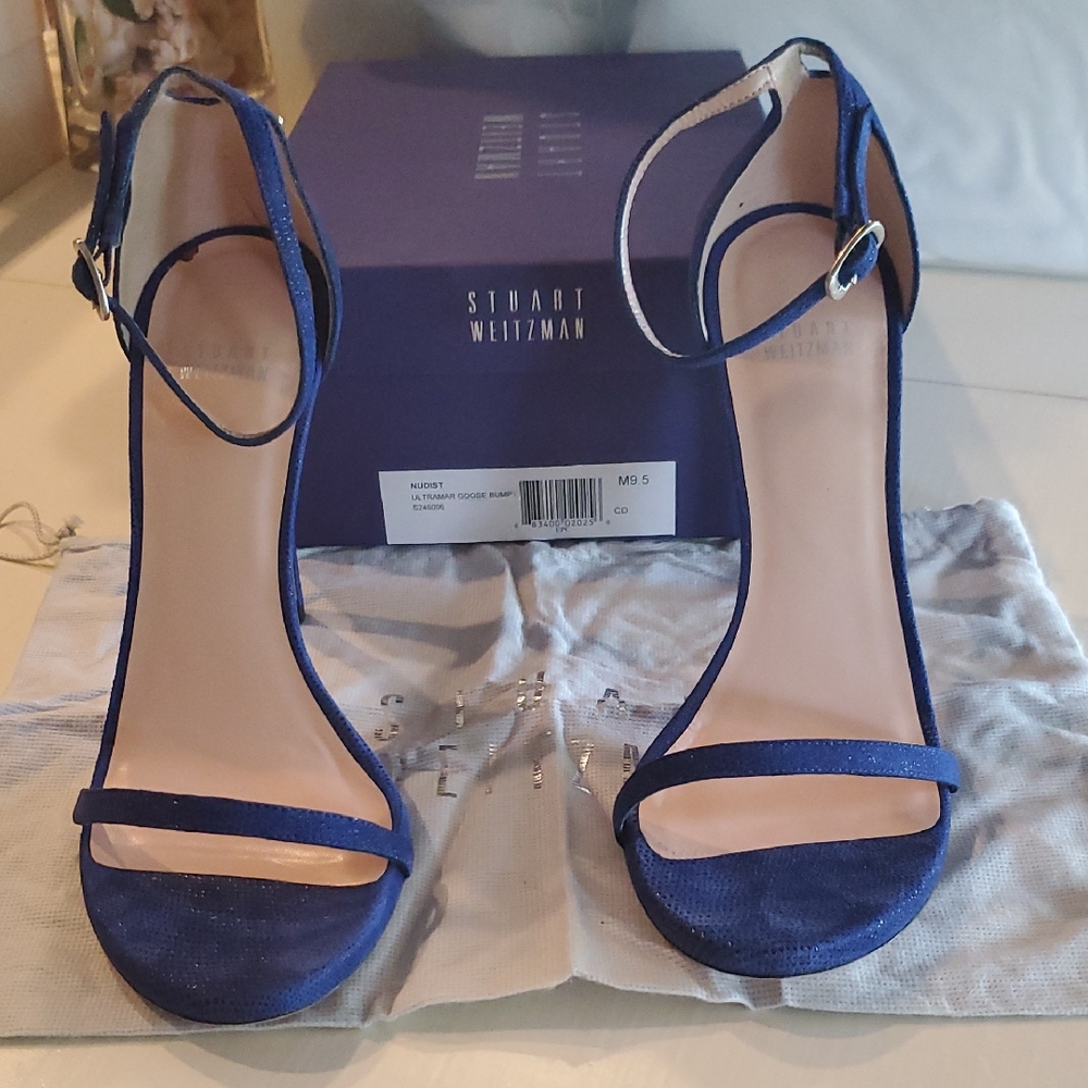 Stuart Weitzman Blue Ankle-Strap Heels